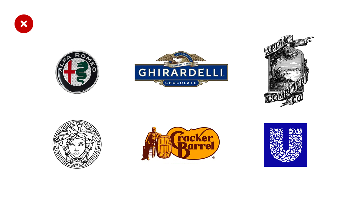 Overwhelming logos that try to communicate too much