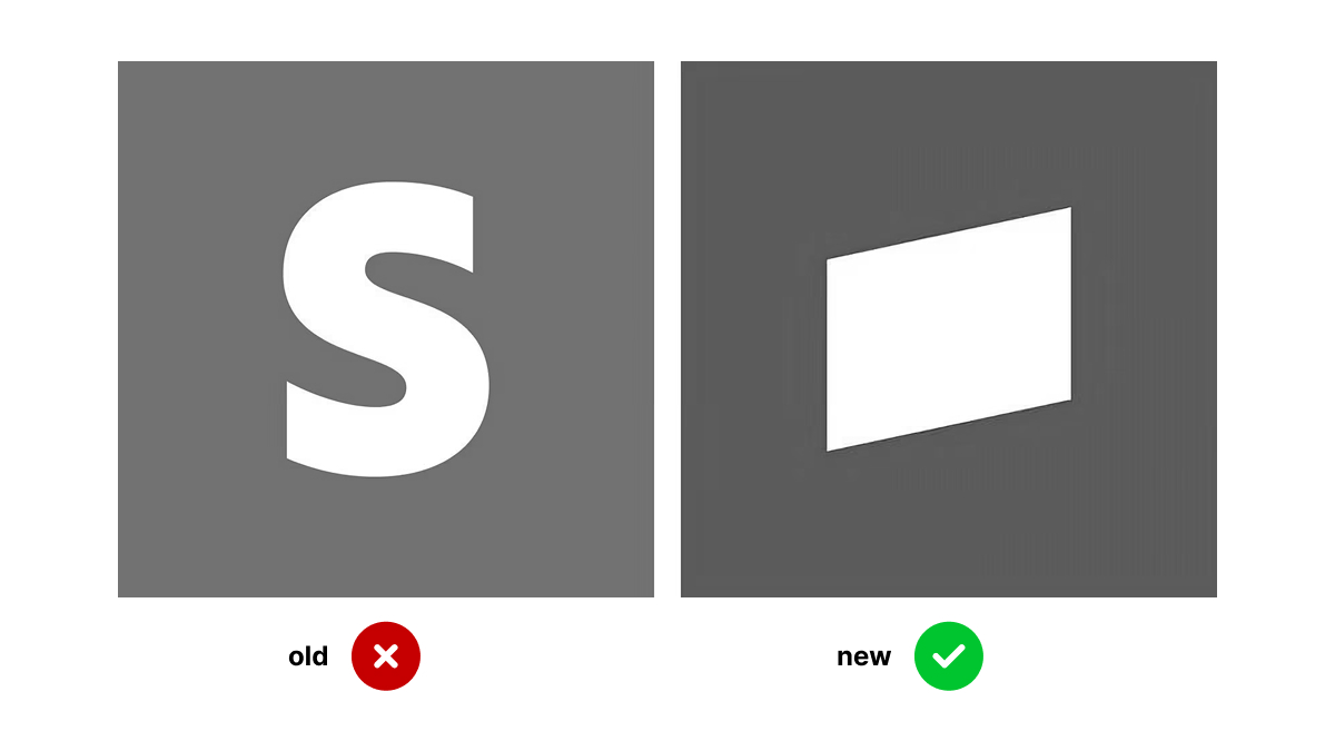Stripe's old and new logos in black and white